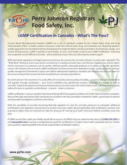 cGMP Certification In Cannabis - What’s The Fuss?
